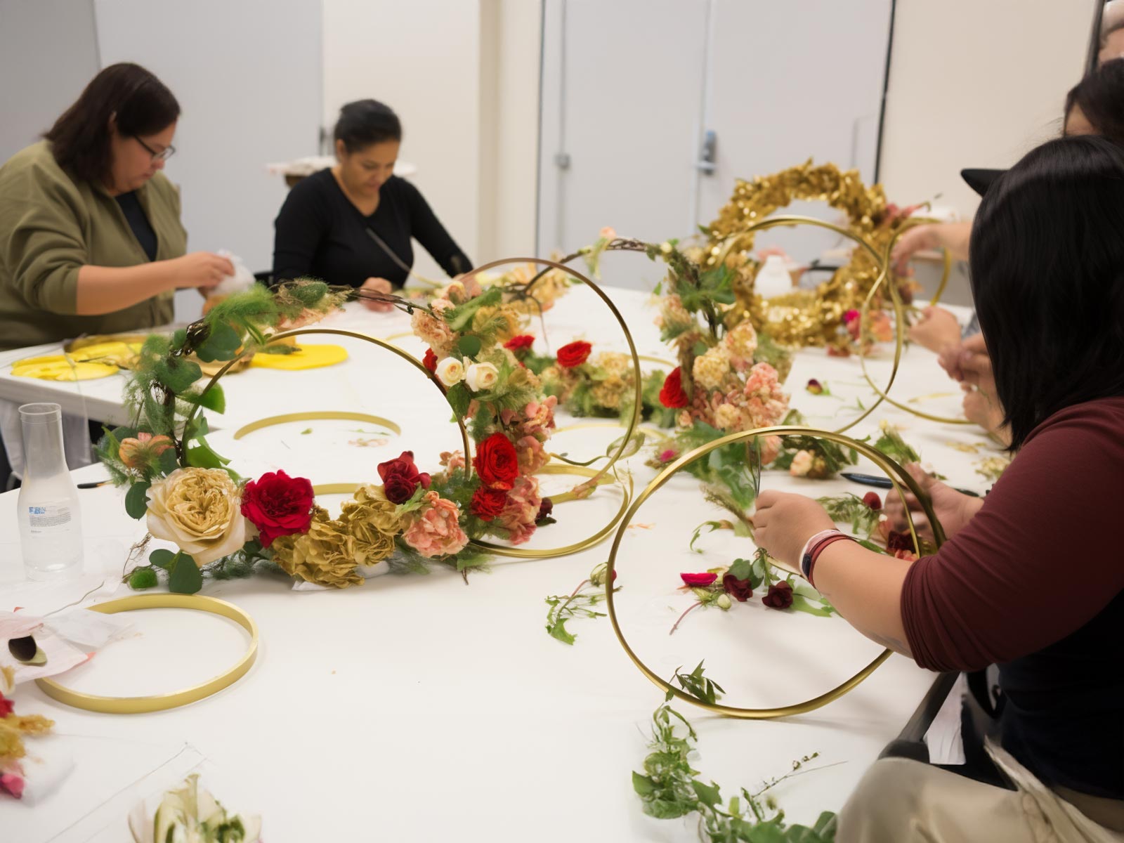arkhitekton44_people_making_flower_arrangements_on_gold_metal_cc2036b2-3431-4651-b412-1ab5623faa86_0