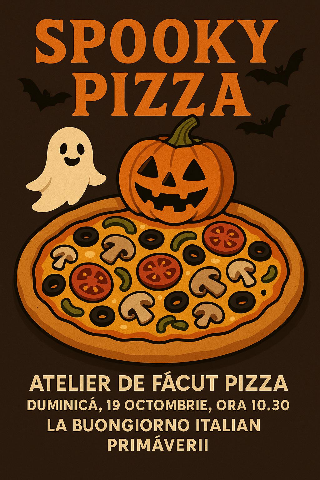 afis2 Spooky Pizza - Atelier de pizza pentru copii - 19 octombrie 2025 - Image 1