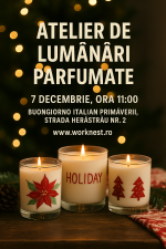 Atelier de turnat lumânări parfumate - 7 decembrie 2025, ora 11:00