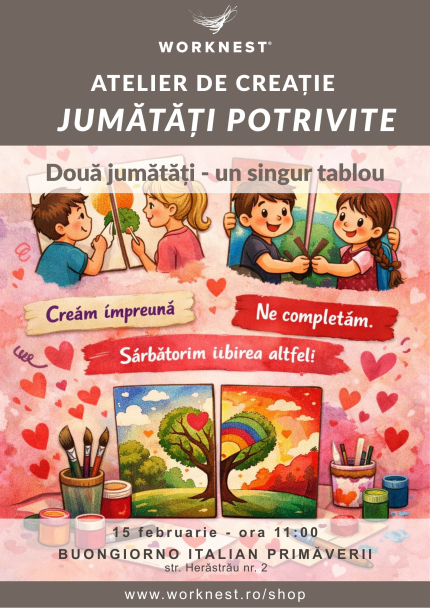 atelier de creație pentru părinți și copii, frați și surori, bunici și nepoți, organizat de Worknest în București